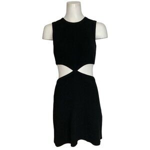 Maje Open Waist Mesh Dress 40 US L Noir Metallic Cutout